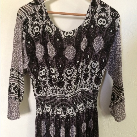 Free People She’s A Lady Dress Black Grey Midi Bohemian Gray - Picture 4 of 6